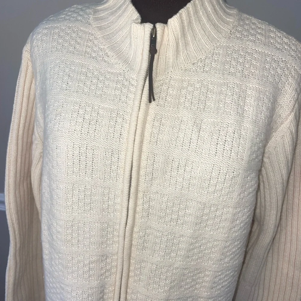 Jillian Jones Wool Cream Sweater Zipper Cardigan Ski Womens‎ XL